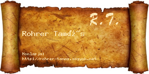 Rohrer Tamás névjegykártya
